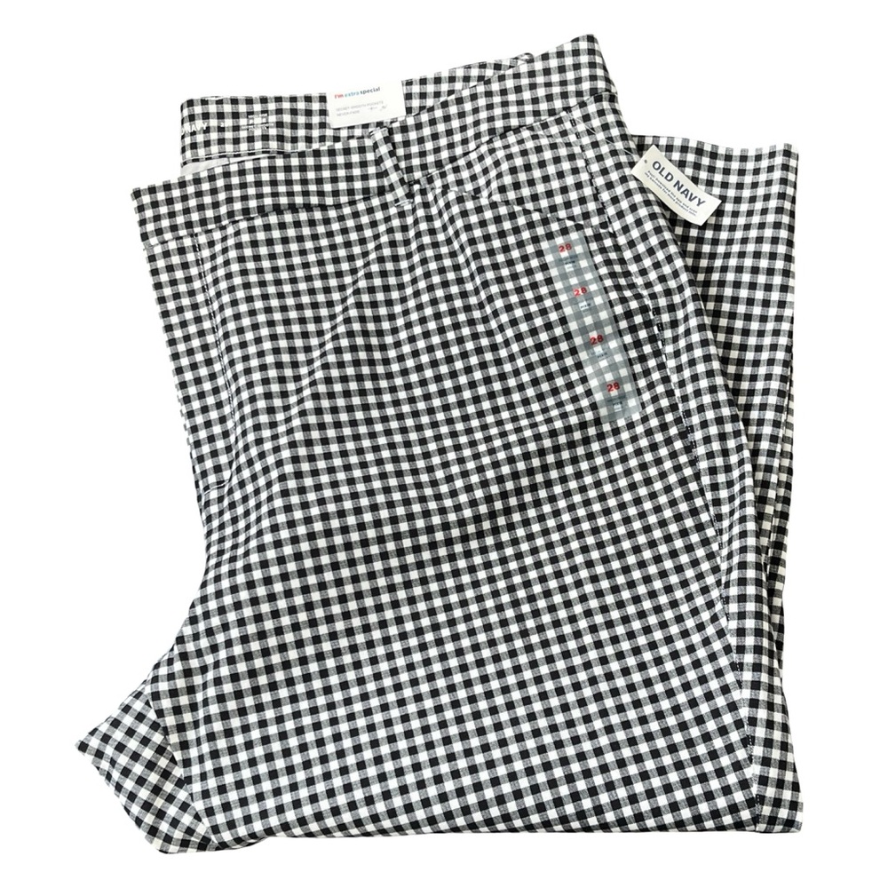 NEW Old Navy High Rise Pixie Dress Pants Black White Plaid Womens Plus Size 28